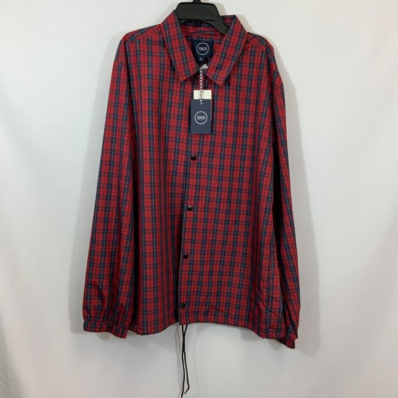1901 Other - 1901 Plaid Red & Navy Windbreaker Coach’s Jacket